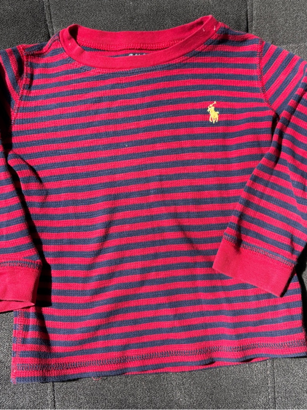 Ralph Lauren Baby Red & Navy Striped Long Sleeve Shirt 24M